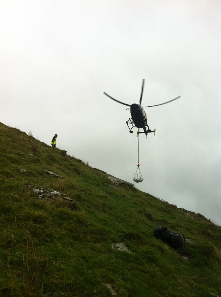 Lifting 200 tonnes of stone on to Snowdon for essential path works
